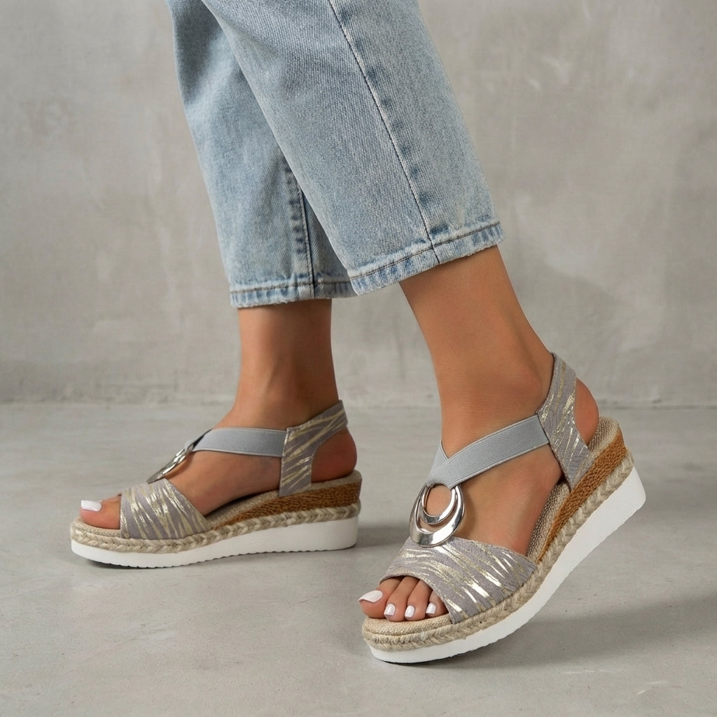 Izabela | Sandały Damskie Na Koturnie Espadryle