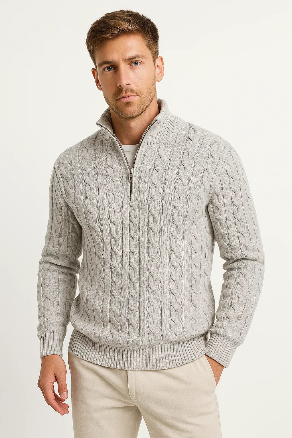 Sweter Męski Wiosenny Z Zamkiem