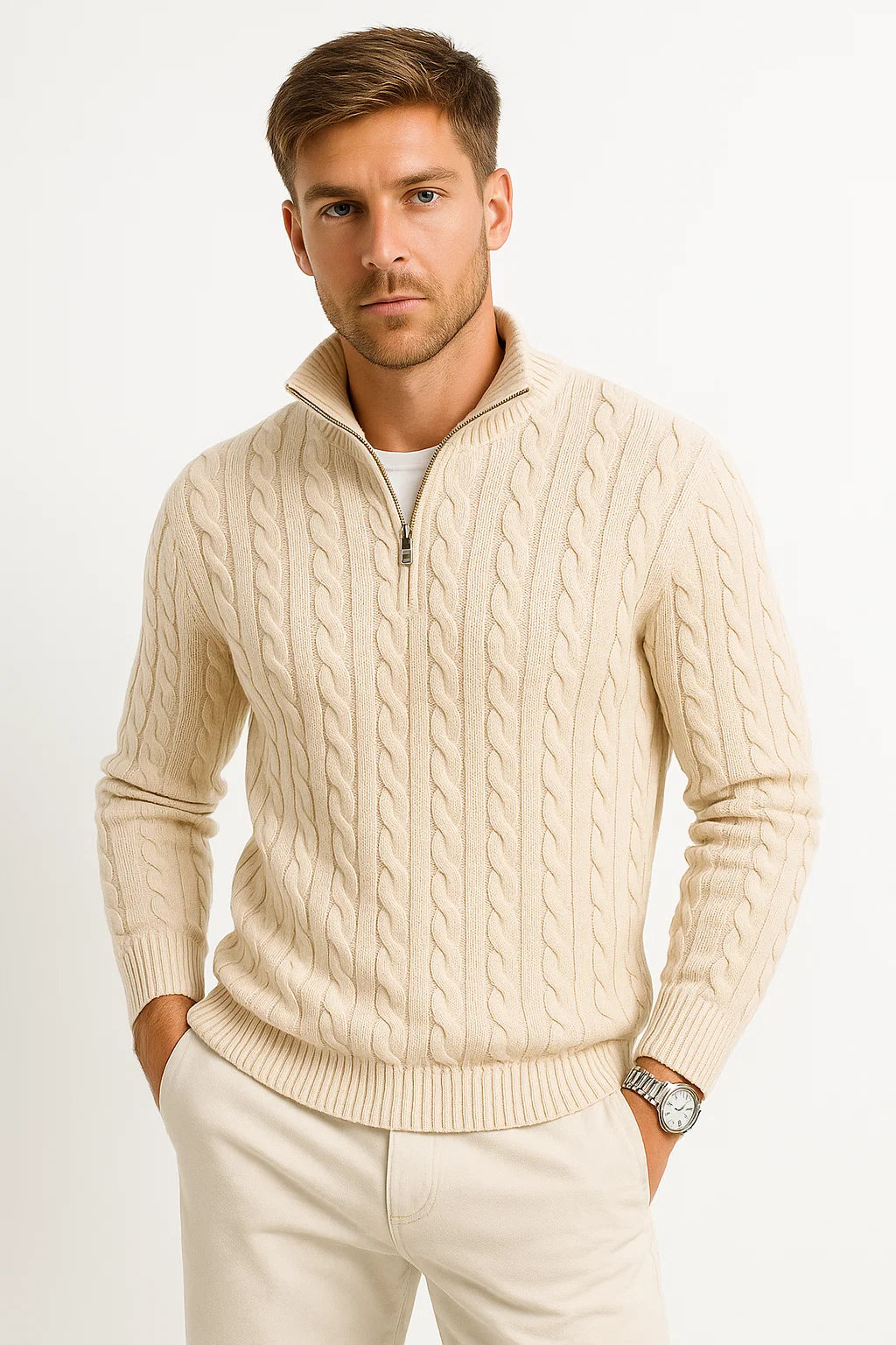 Sweter Męski Wiosenny Z Zamkiem