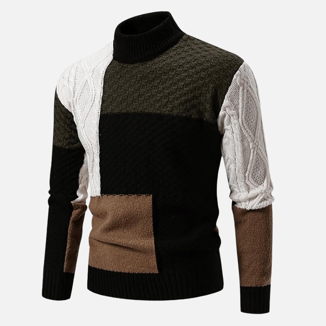 Męski sweter z golfem prezentowany z przodu