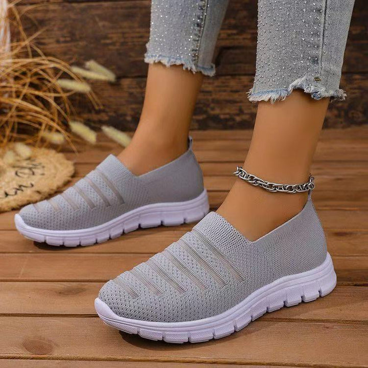 Damskie Dzianinowe Sneakersy Slip On Z Elastycznym Wejściem
