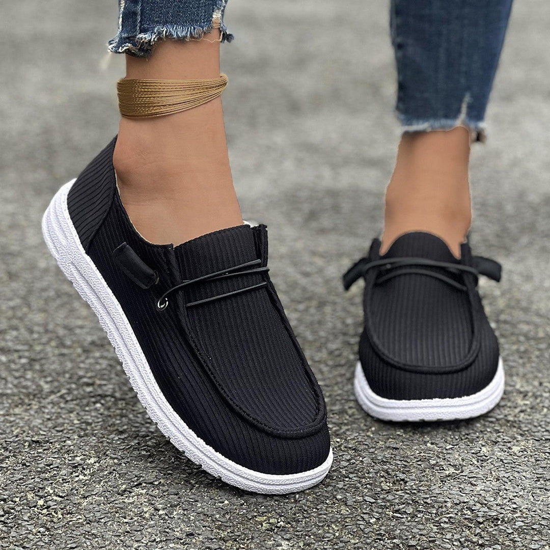 Damskie Sneakersy Slip On Z Prążkowanym Tekstylnym Wierzchem