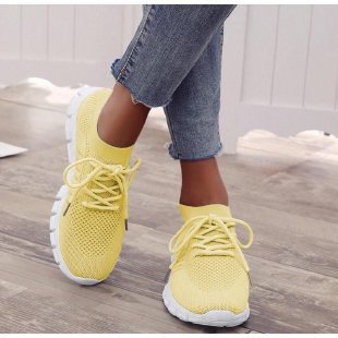 Damskie Sneakersy Dzianinowe Z Siateczką I Elastycznym Kołnierzem