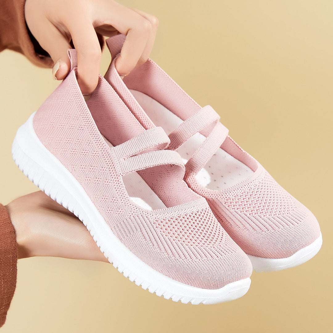 Damskie dzianinowe sneakersy Mary Jane wsuwane z elastycznymi paskami