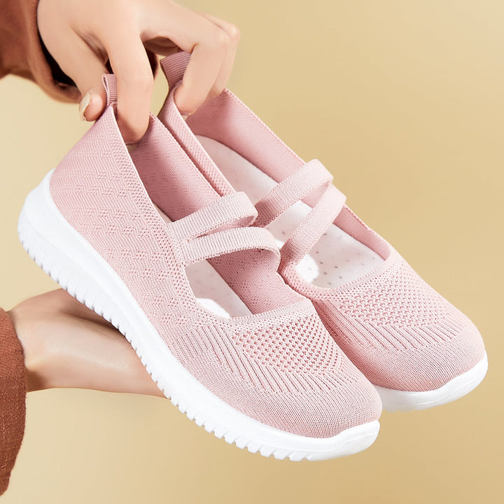 Damskie dzianinowe sneakersy Mary Jane wsuwane z elastycznymi paskami