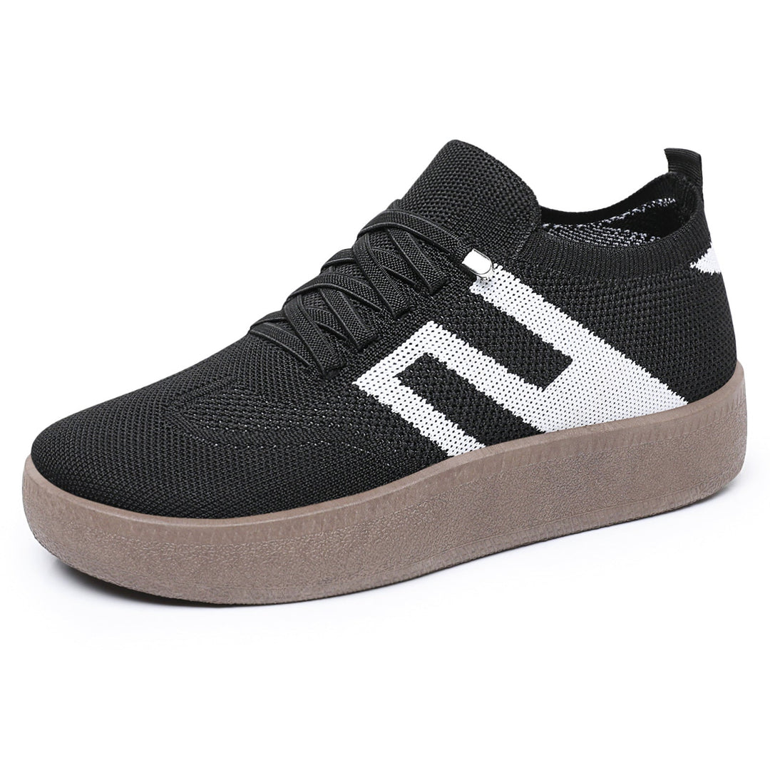 Damskie Dzianinowe Sneakersy Wsuwane Na Platformie
