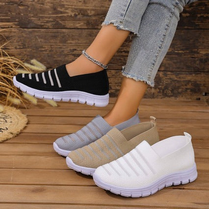 Damskie dzianinowe sneakersy slip on z elastycznym wejściem