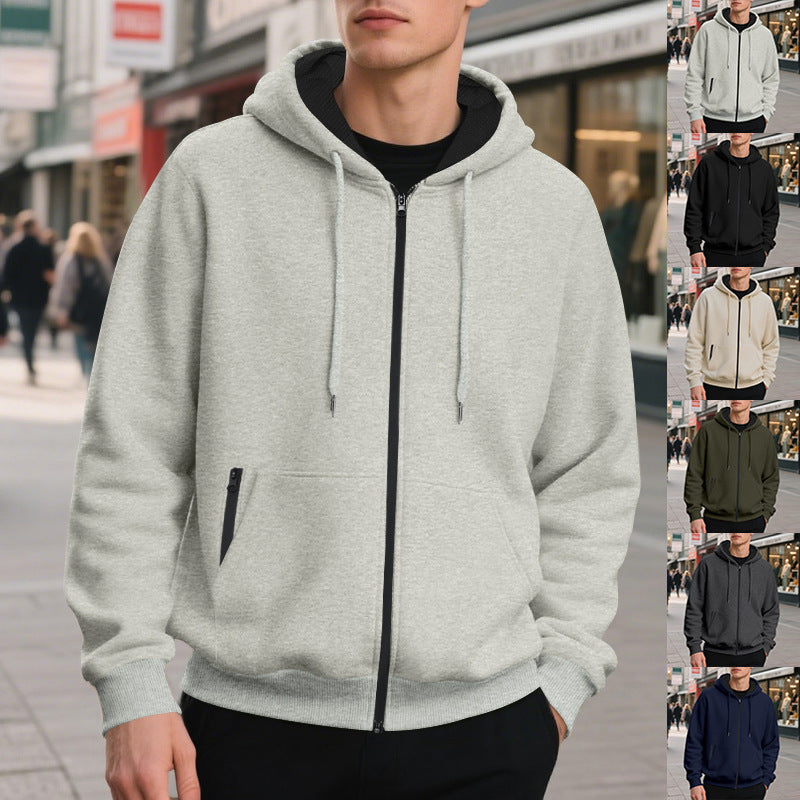 Męska bluza oversize z kapturem i zamkiem z przodu