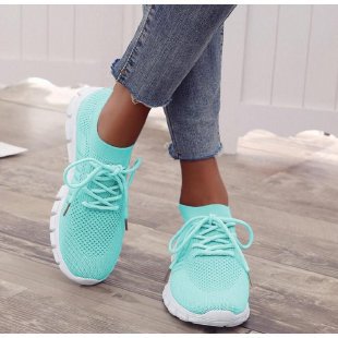 Damskie Sneakersy Dzianinowe Z Siateczką I Elastycznym Kołnierzem