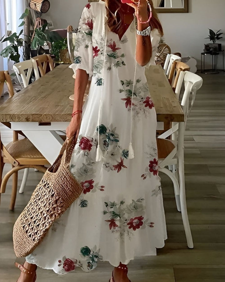 Zofia | Sukienka Boho Maxi Z Chwostami