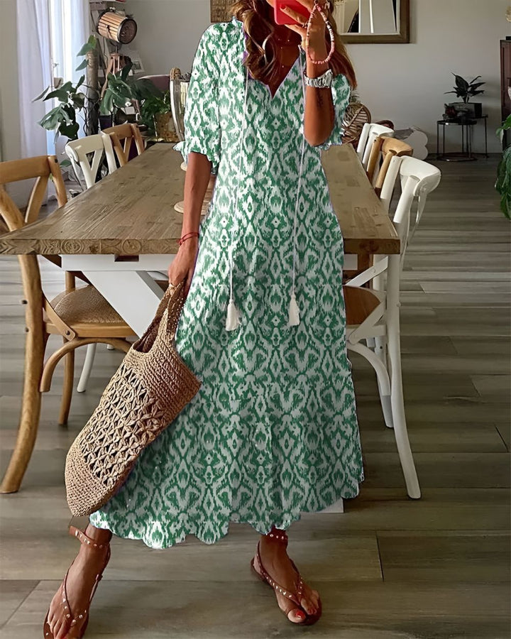 Zofia | Sukienka Boho Maxi Z Chwostami