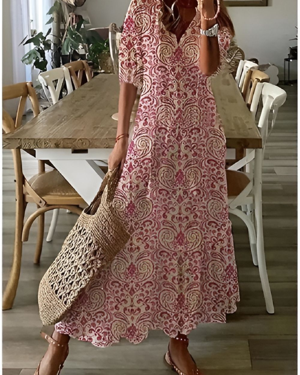 Zofia | Sukienka Boho Maxi Z Chwostami