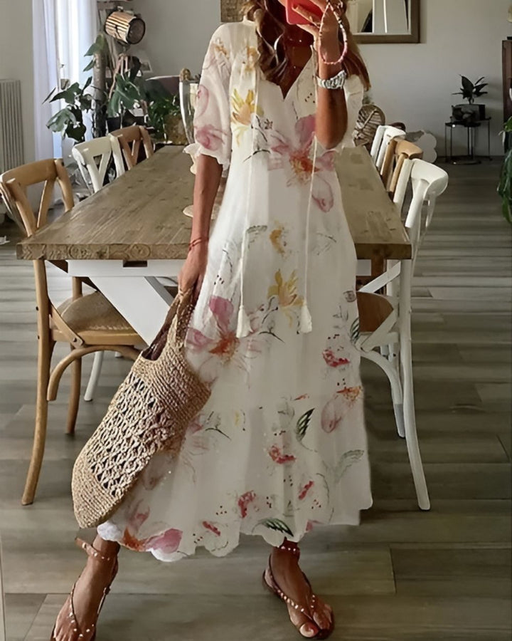 Zofia | Sukienka Boho Maxi Z Chwostami