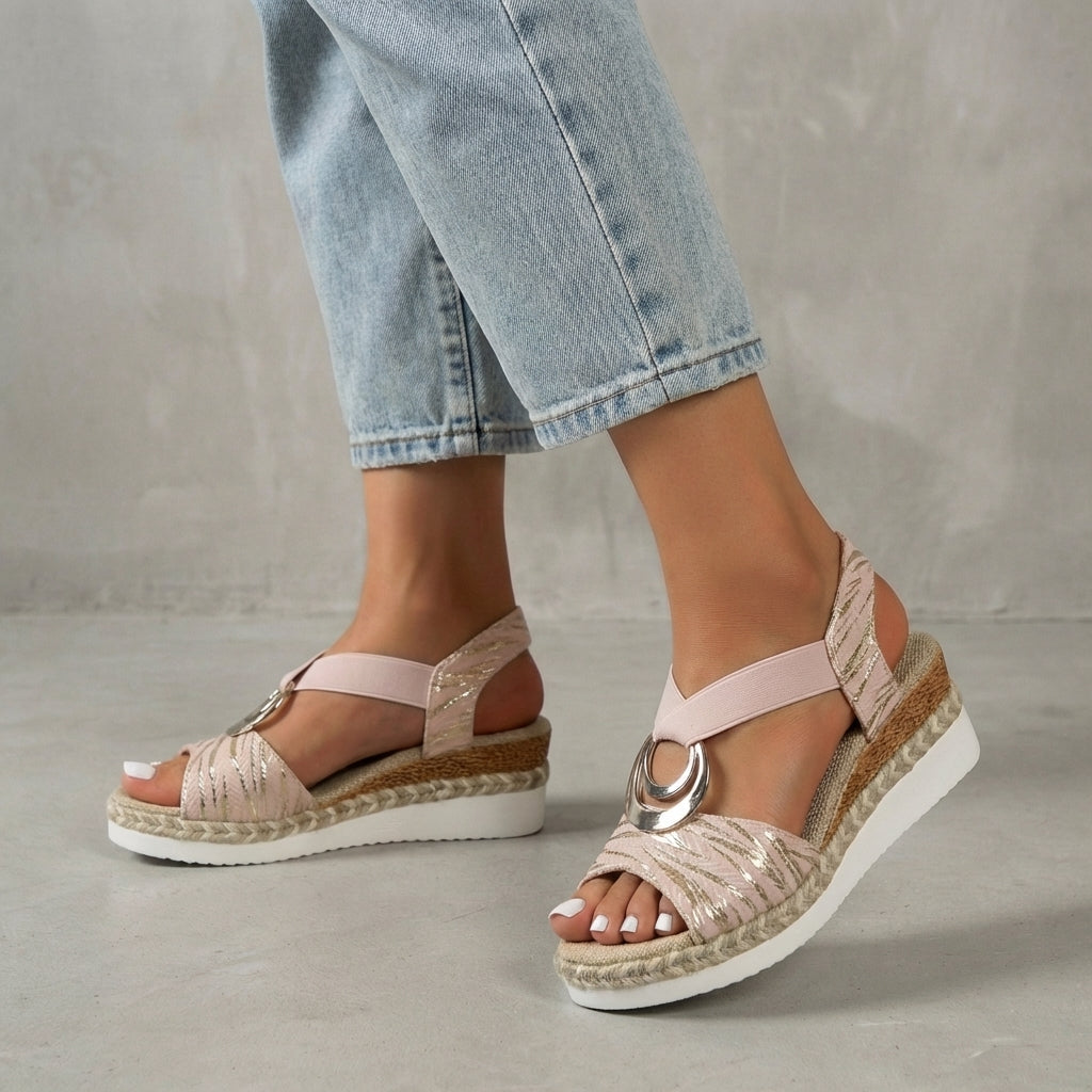 Izabela | Sandały Damskie Na Koturnie Espadryle