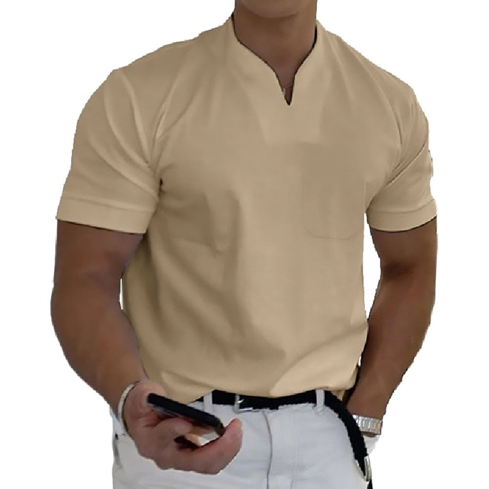 Kamil | Koszulki Męskie Slim Fit Dekolt V
