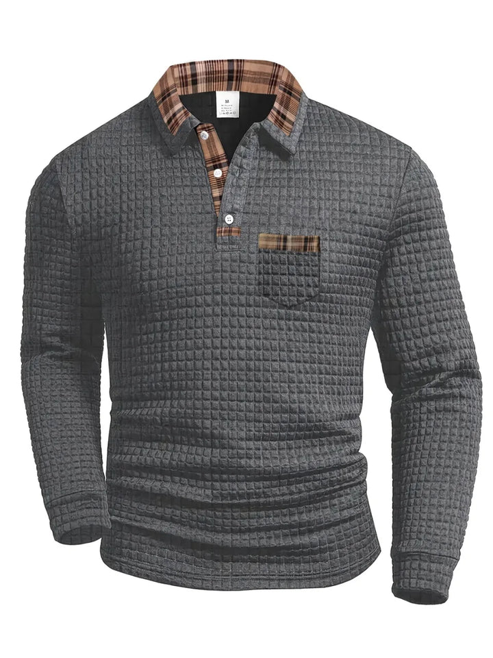 Bluza Męska Polo W Paski Z Długim Rękawem