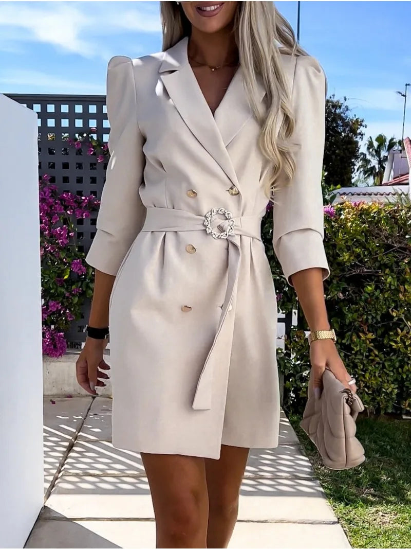 Lidia | Sukienka Mini Marynarkowa Z Paskiem