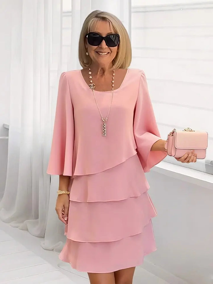 Teresa | Sukienka Midi A-Line Falbany Elegancka