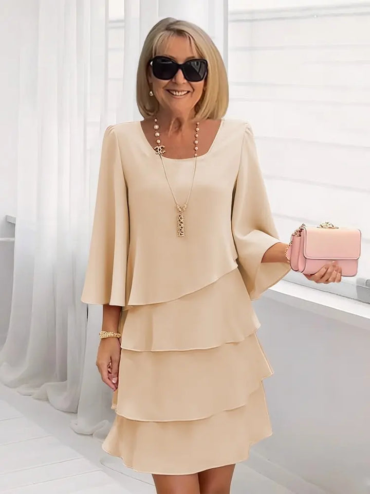 Teresa | Sukienka Midi A-Line Falbany Elegancka