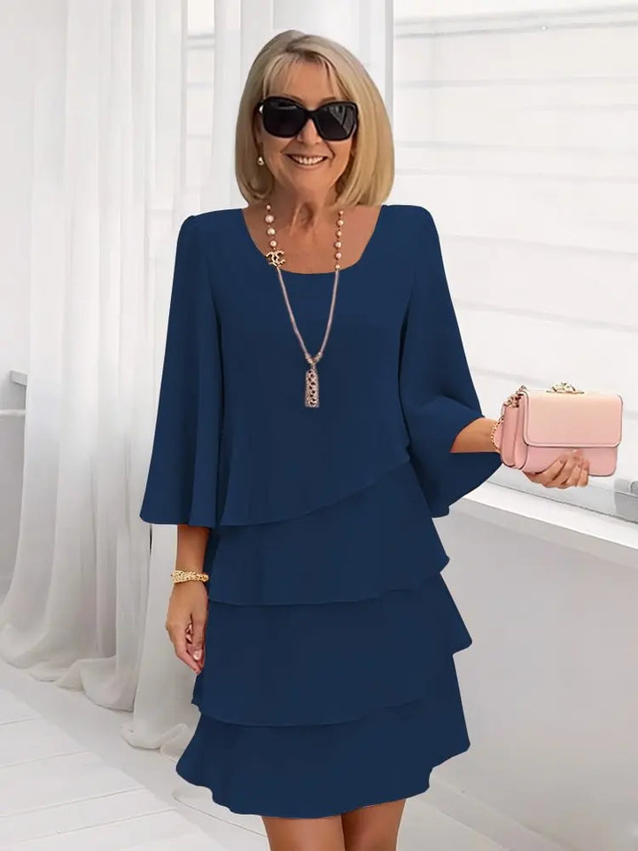 Teresa | Sukienka Midi A-Line Falbany Elegancka