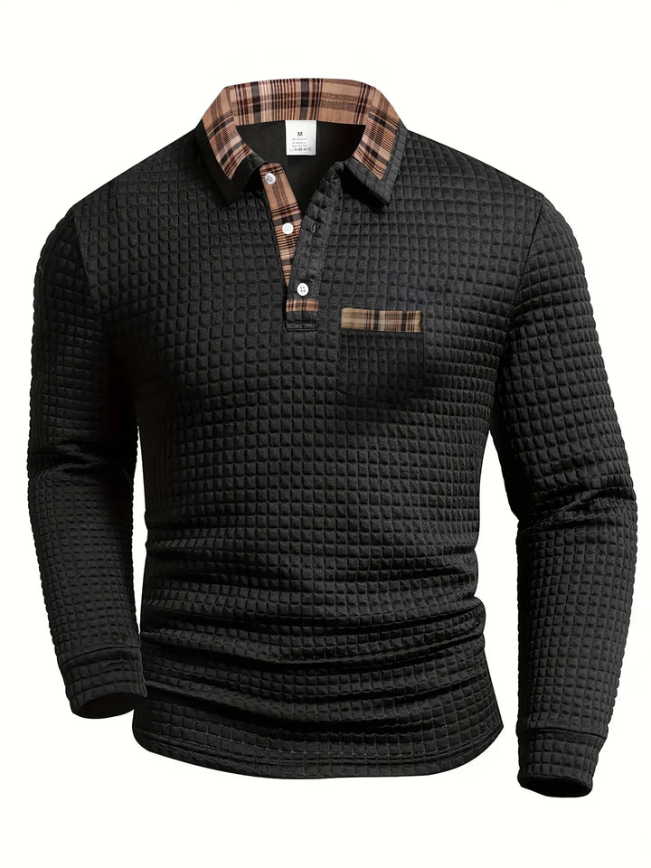 Bluza Męska Polo W Paski Z Długim Rękawem