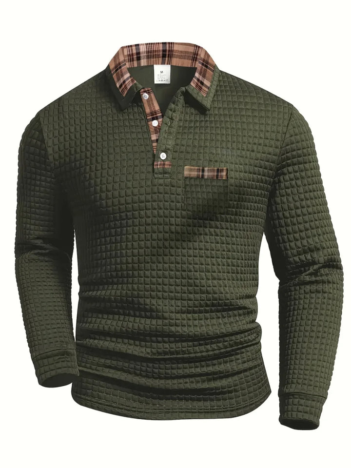 Bluza Męska Polo W Paski Z Długim Rękawem