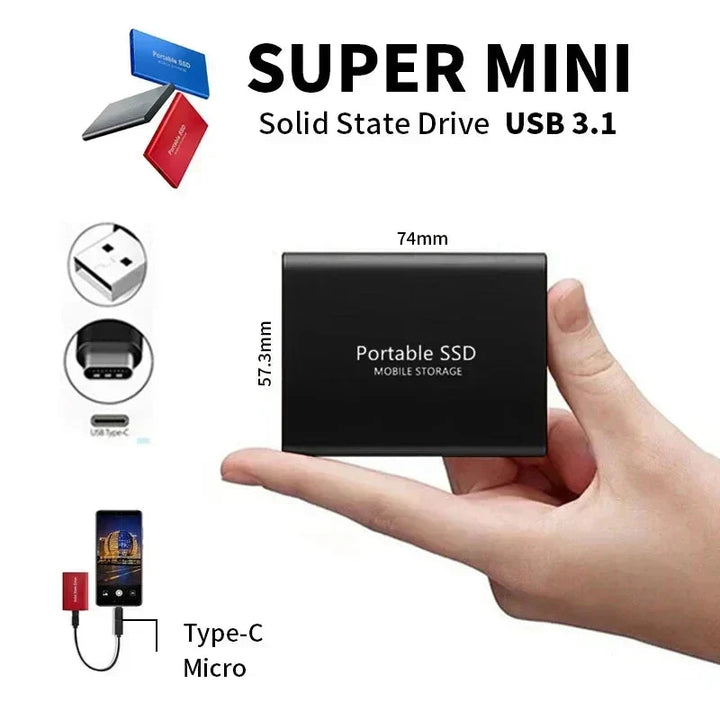Przenośny Dysk SSD USB 3.1 I USB-C Do Przechowywania Danych
