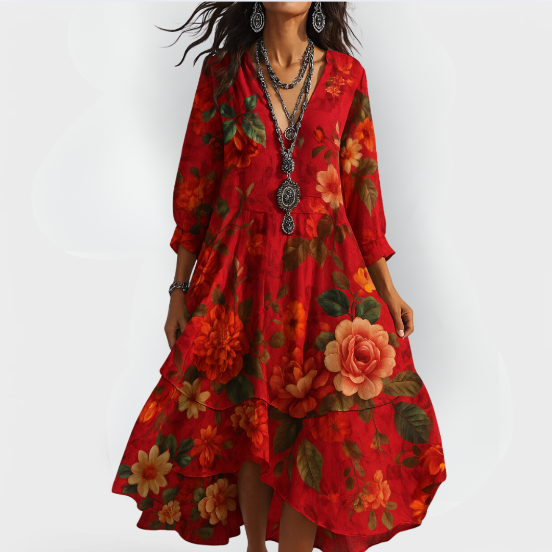 Emilia | Sukienka Boho Midi Kwiatowa
