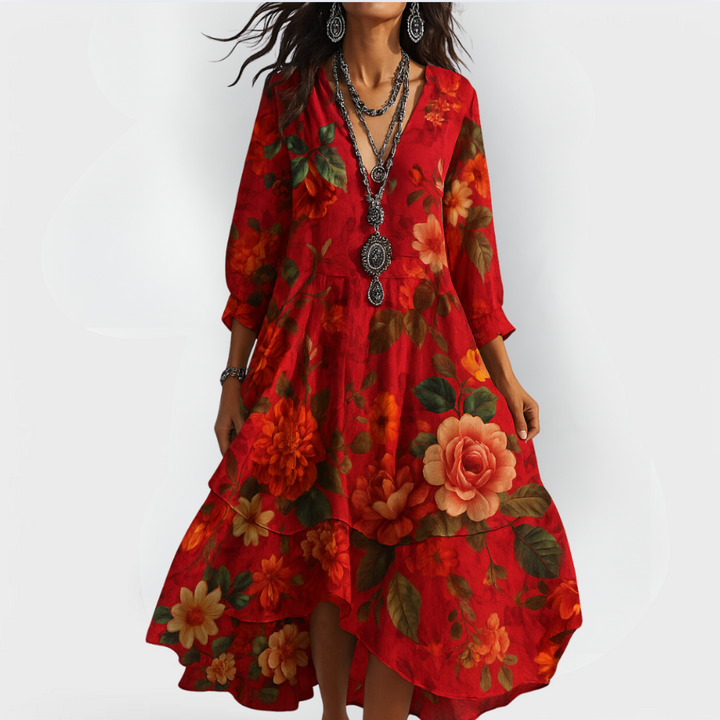 Emilia | Sukienka Boho Midi Kwiatowa