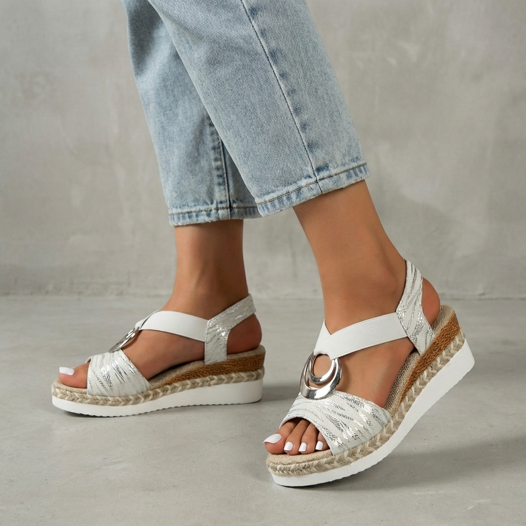 Izabela | Sandały Damskie Na Koturnie Espadryle