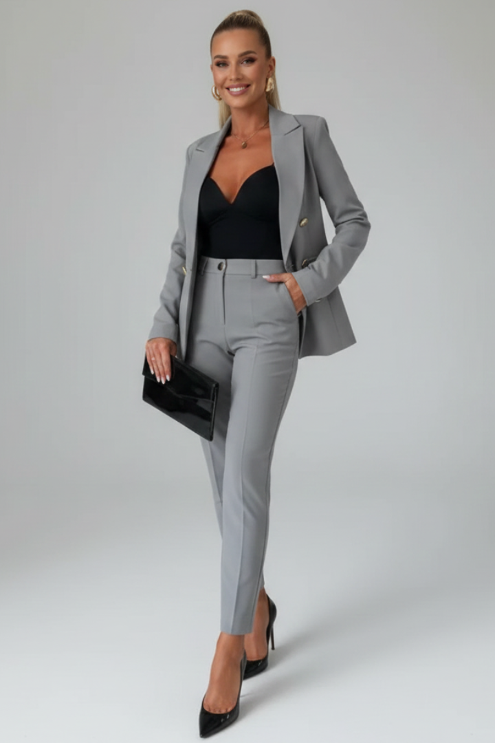Aleksandra | Garnitur Damski Elegancki Spodnie Proste