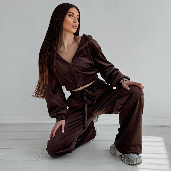 Sandra | Komplet Damski Welurowy Dwuczęściowy