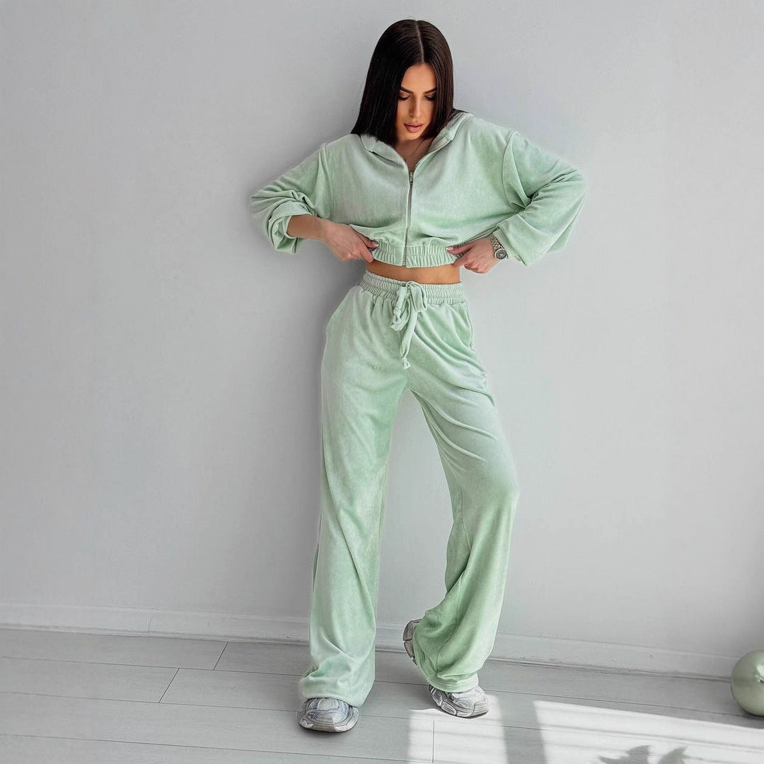 Sandra | Komplet Damski Welurowy Dwuczęściowy