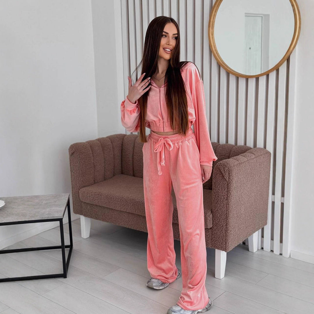 Sandra | Komplet Damski Welurowy Dwuczęściowy