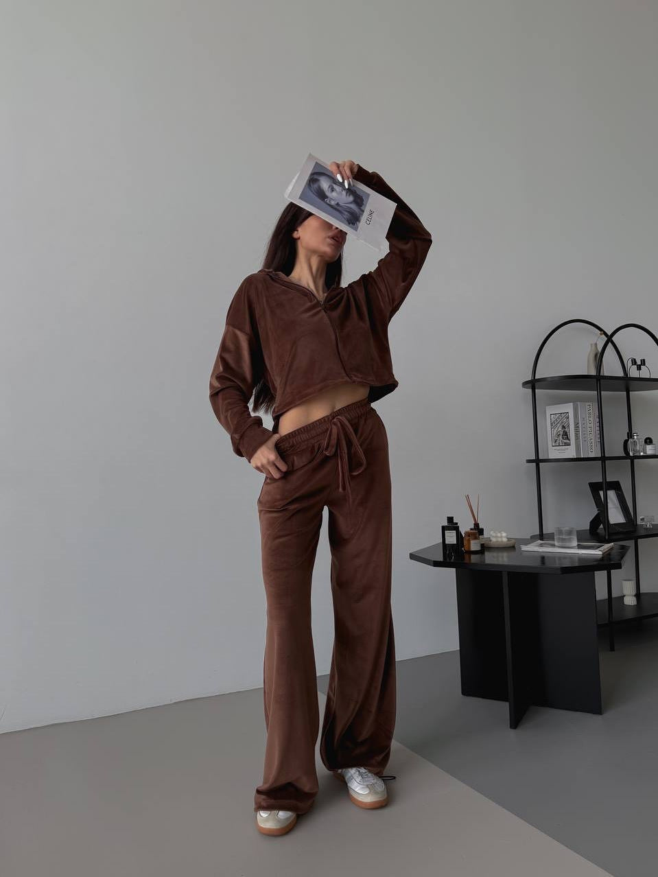 Sandra | Komplet Damski Welurowy Dwuczęściowy