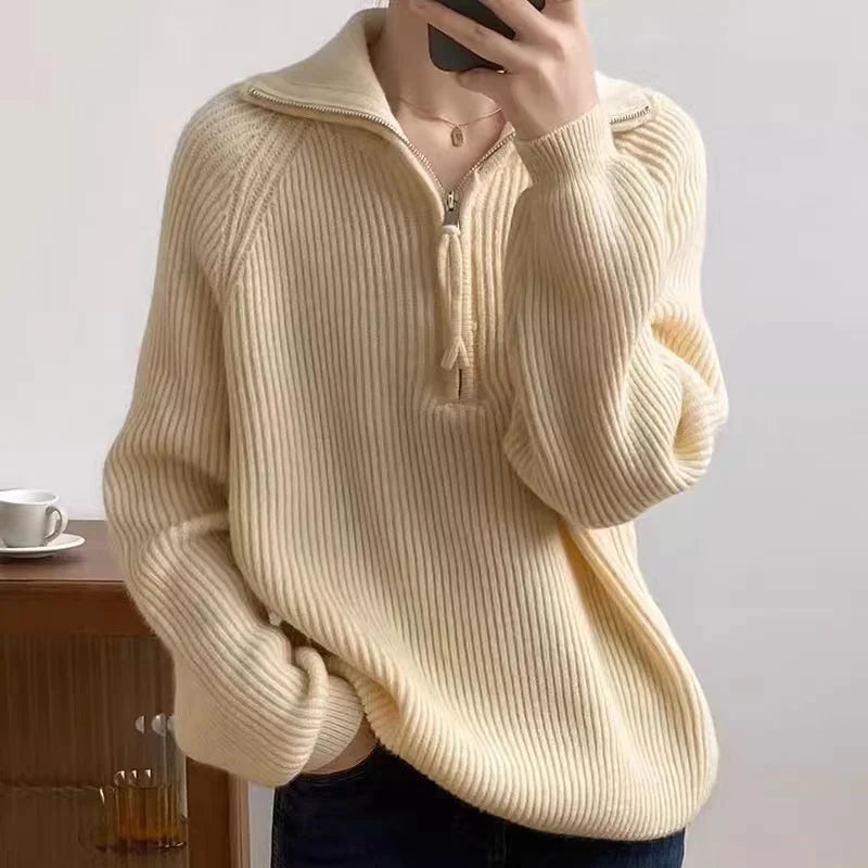 Damski Sweter Polo Z Półzamkiem