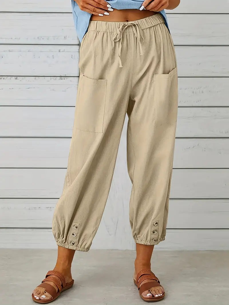 Spodnie Damskie Letnie 7/8 Casual Z Kieszeniami