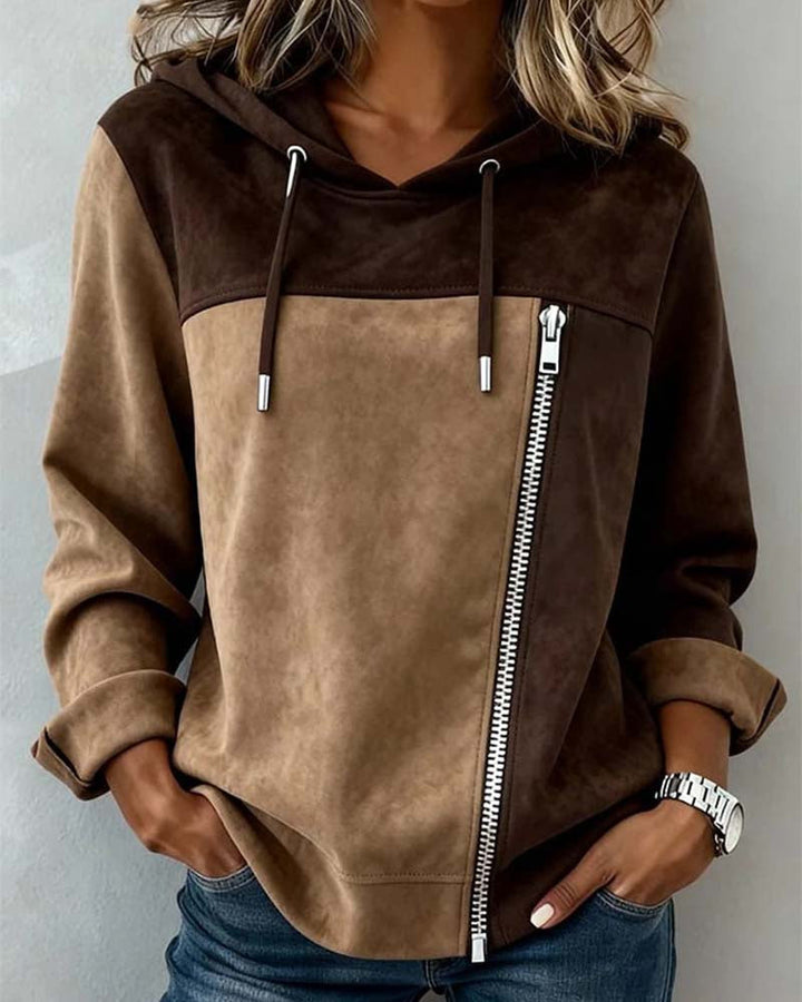 Bluza Nuvarex z kapturem i kontrastowym zamkiem