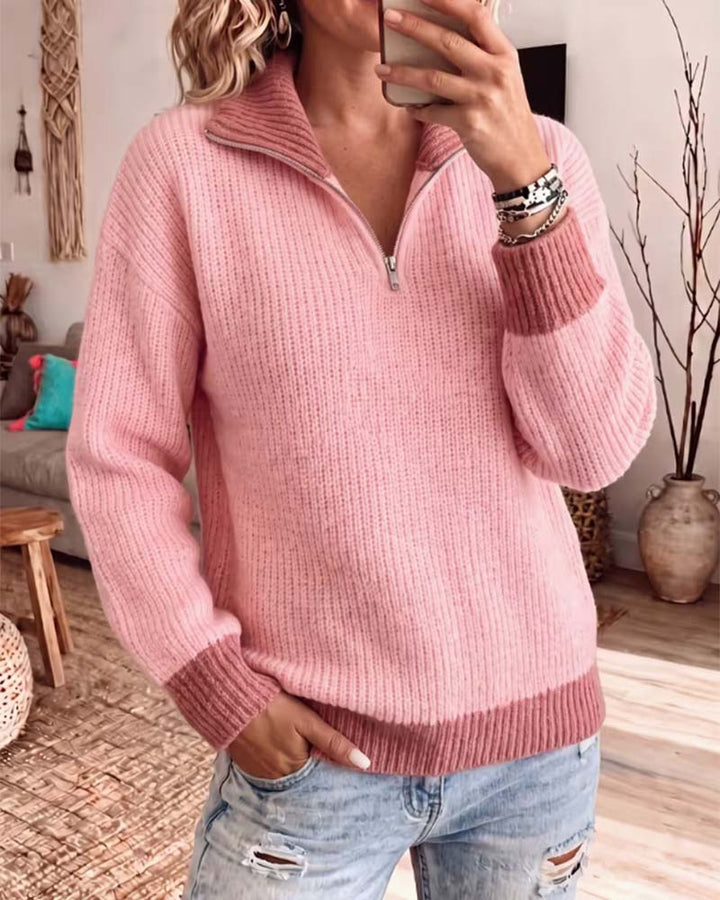 Sweter Virello z długimi rękawami i zamkiem na chłodne dni