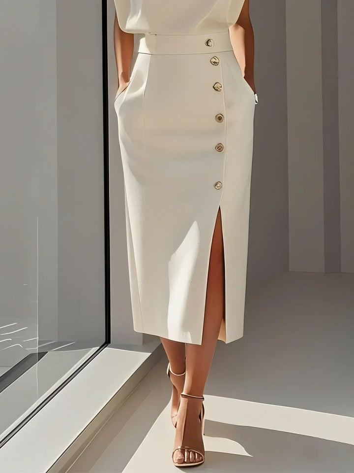 Helena | Sukienka Midi Elegancka Z Guzikami
