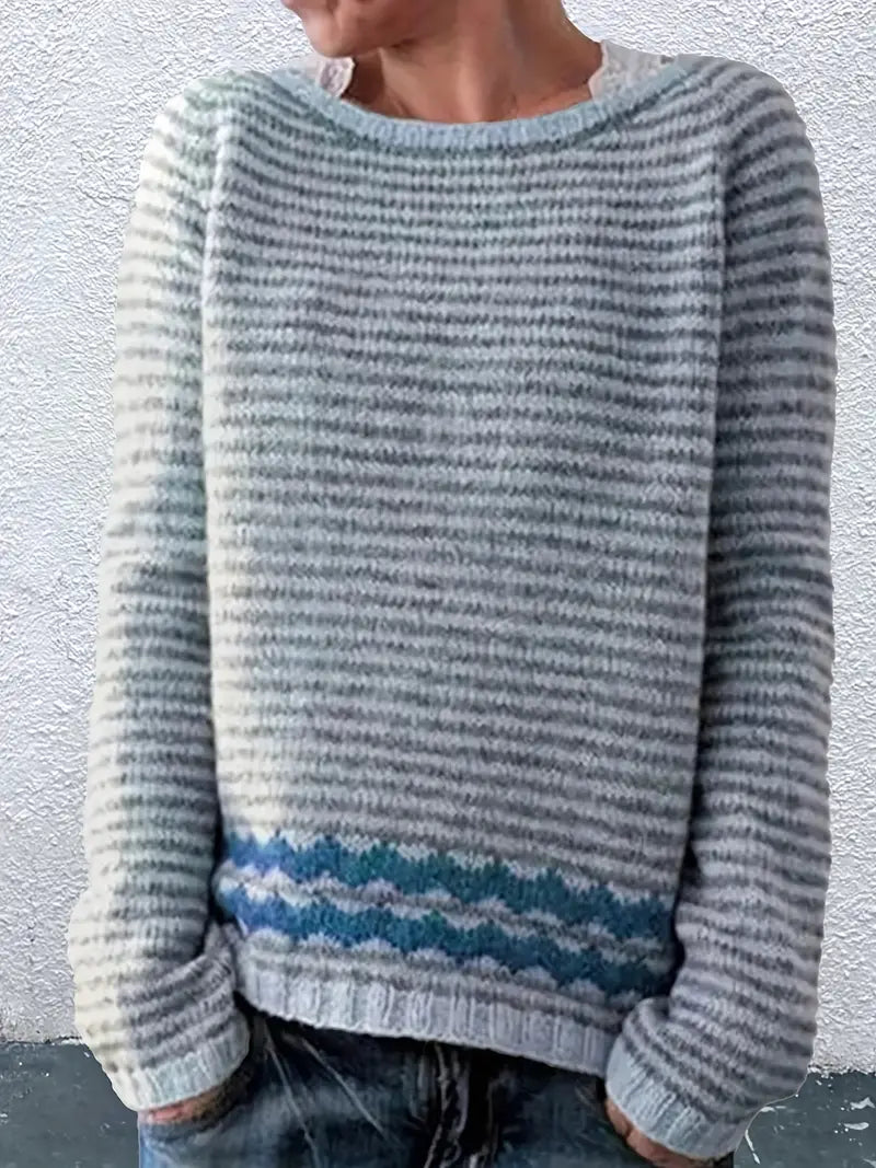Damski Sweter Dzianinowy W Paski