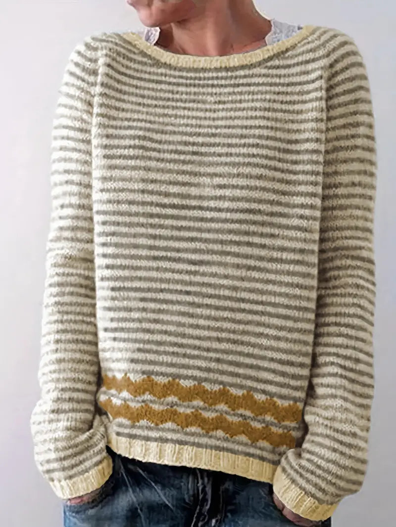 Damski Sweter Dzianinowy W Paski