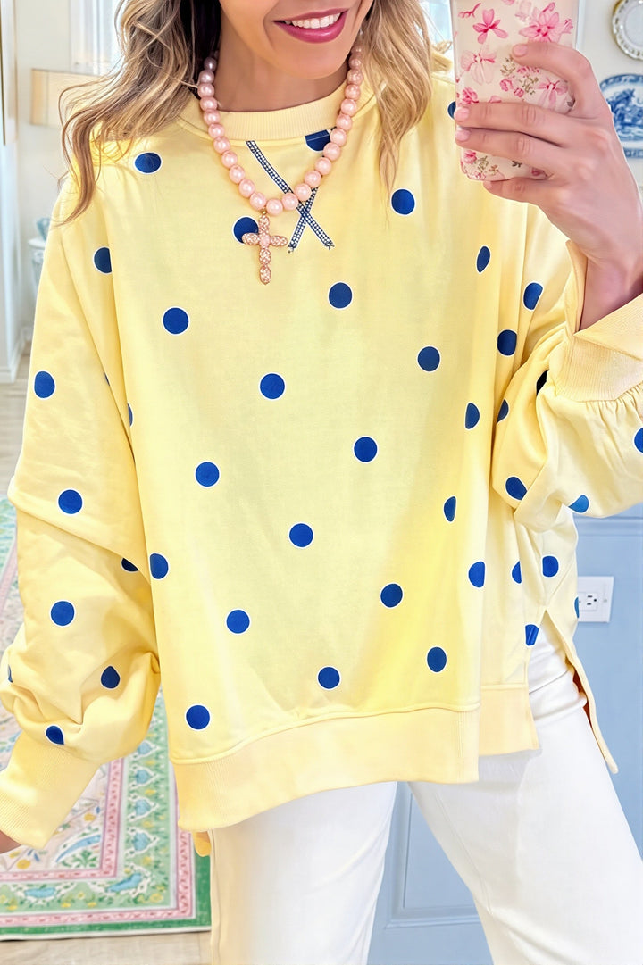 Bluza dresowa Kropkella oversize w kropki, widok z przodu