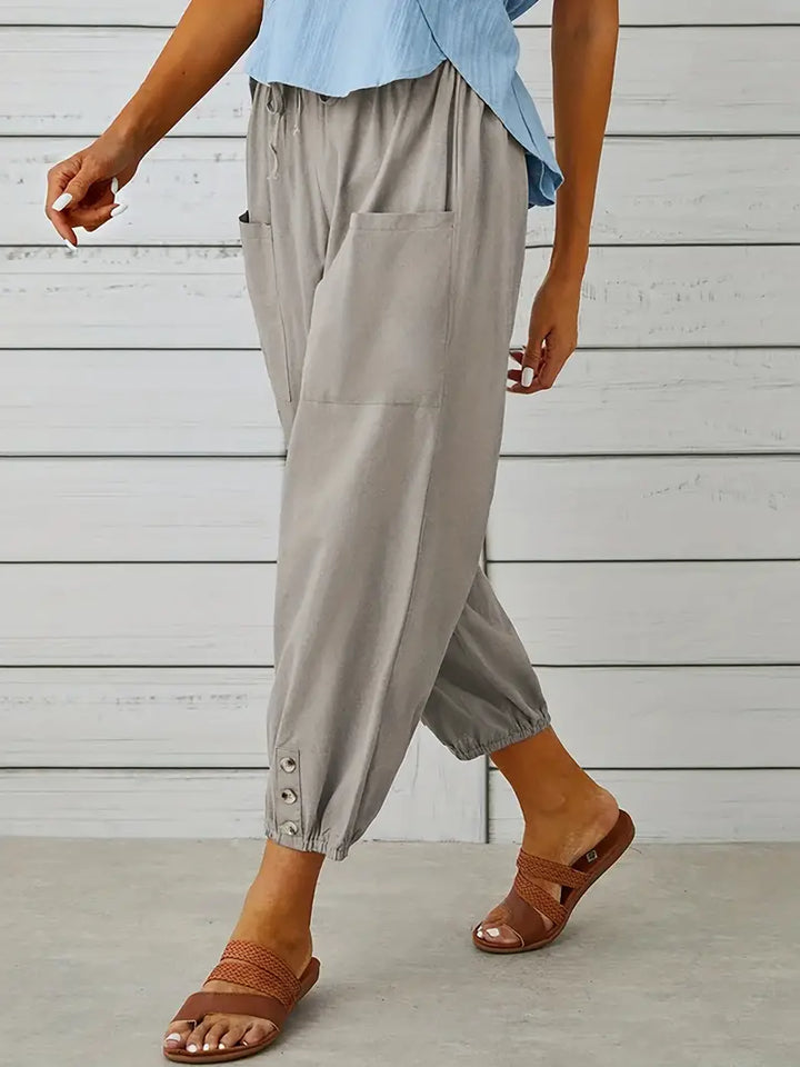 Spodnie Damskie Letnie 7/8 Casual Z Kieszeniami