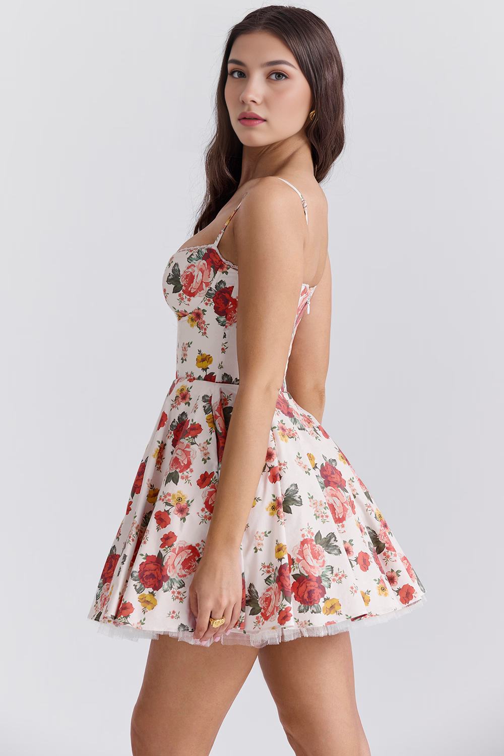 Klaudia | Sukienka Mini Dwuwarstwowa Z Modelowaną Górą