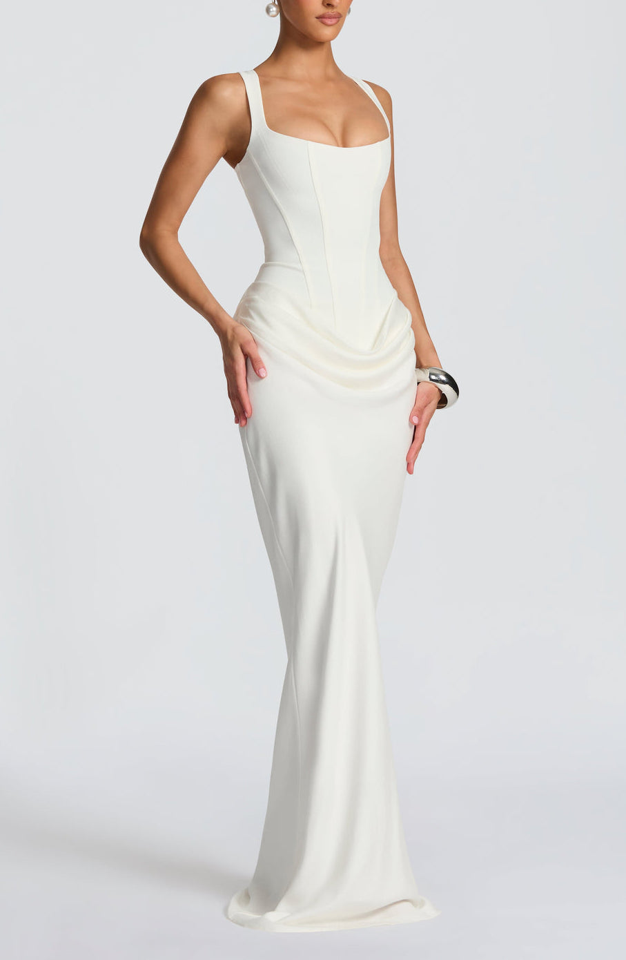 Lenora | Suknia Maxi Satynowa Drapowana