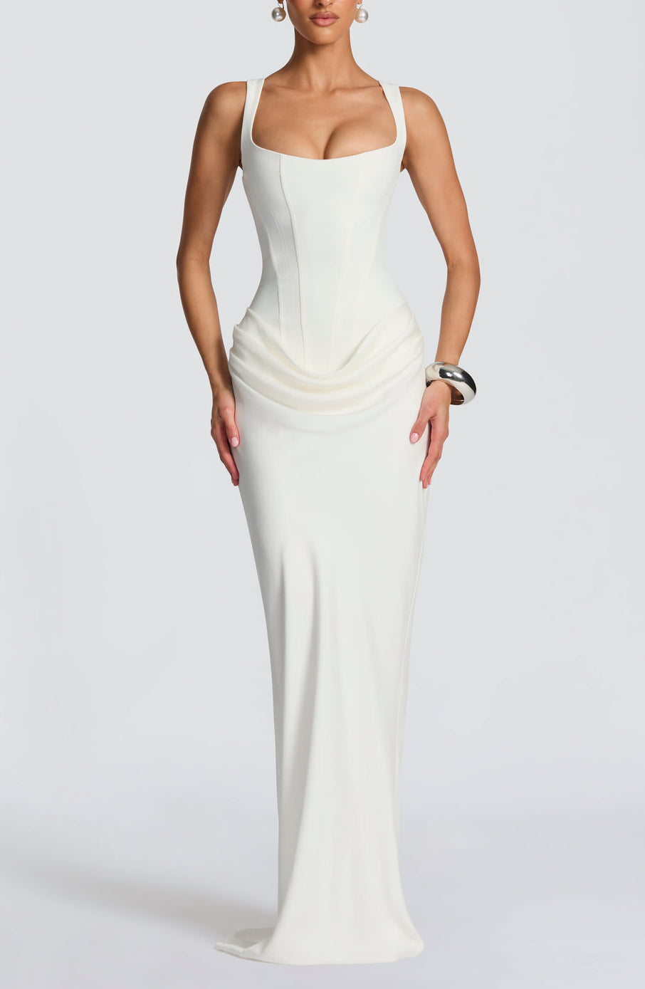 Lenora | Suknia Maxi Satynowa Drapowana