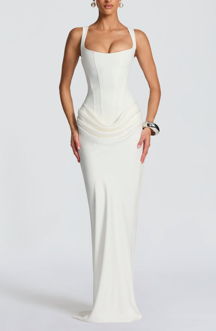 Lenora | Suknia Maxi Satynowa Drapowana