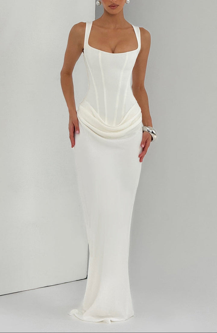 Lenora | Suknia Maxi Satynowa Drapowana