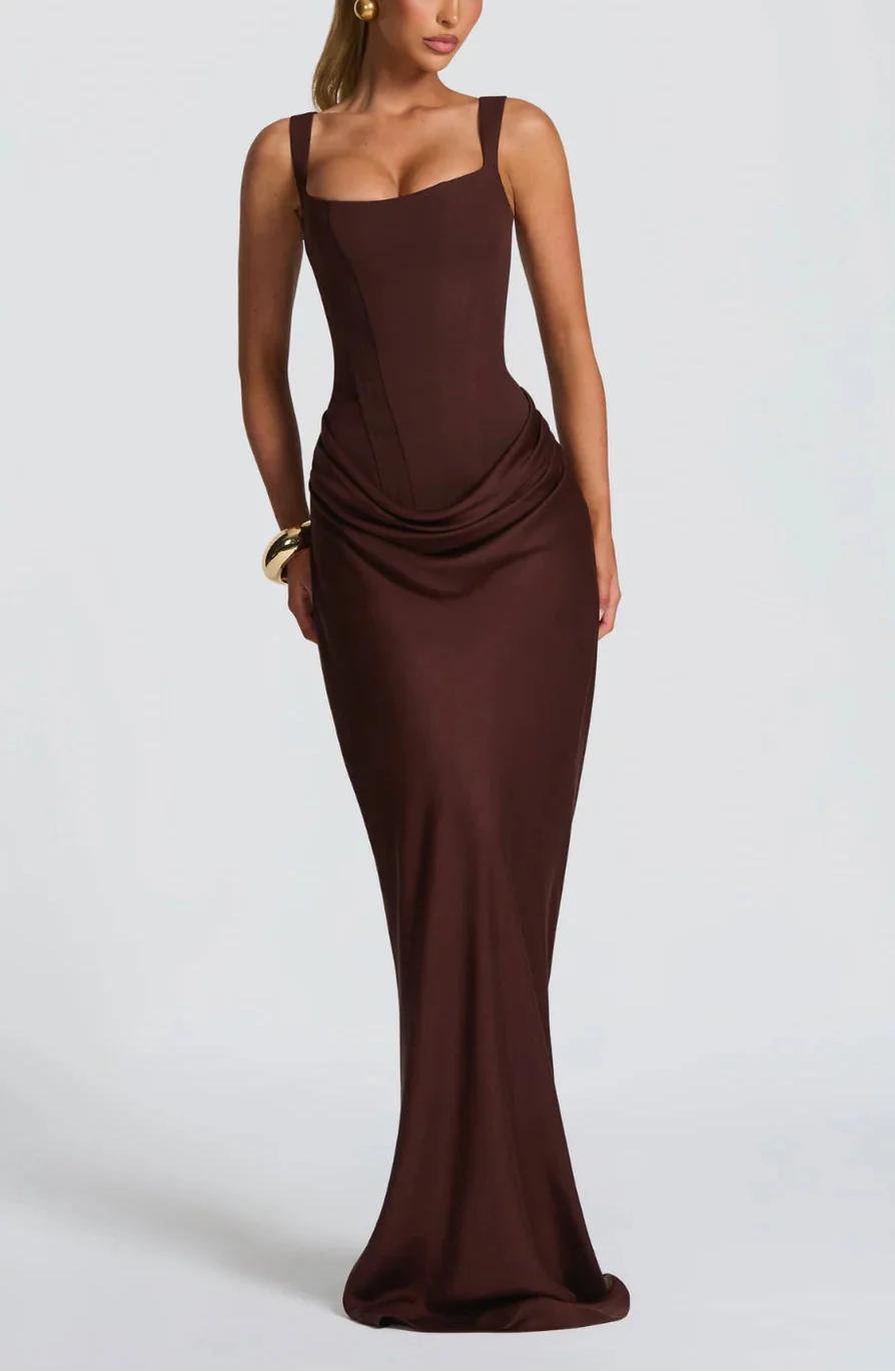 Lenora | Suknia Maxi Satynowa Drapowana